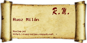 Rusz Milán névjegykártya